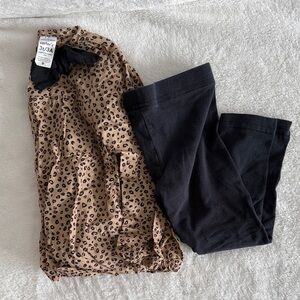 Carter's Black Leggings with Tan Leopard-Print Top